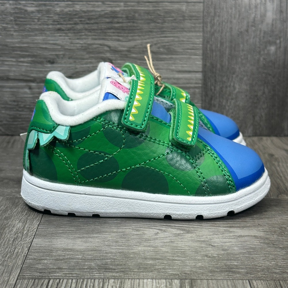 Reebokโ Weebok Peppa Pig Sneakers Toddler 5 Green Blue Dinosaur NEW